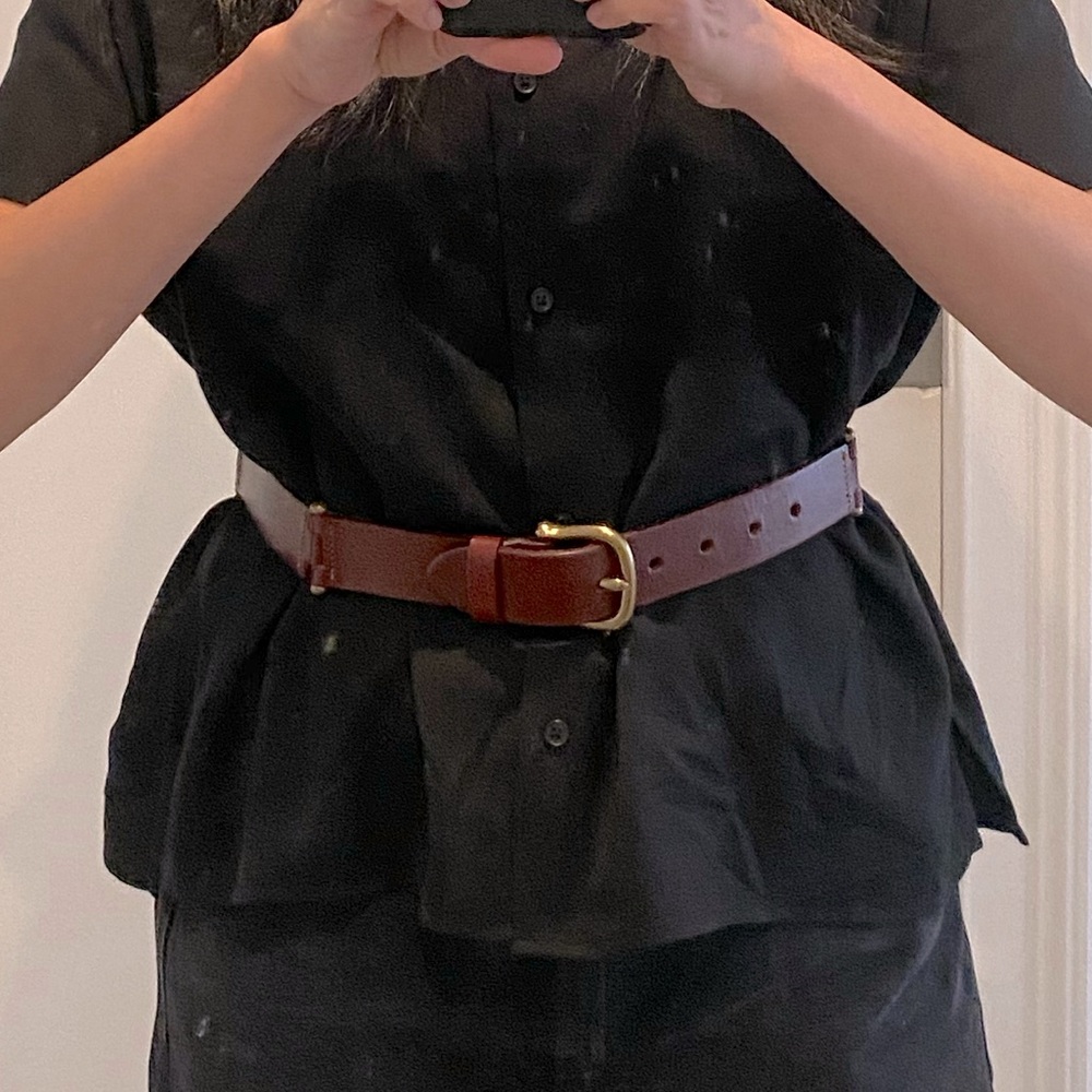 Fossil Brown Leather Belt with Gold Buckle